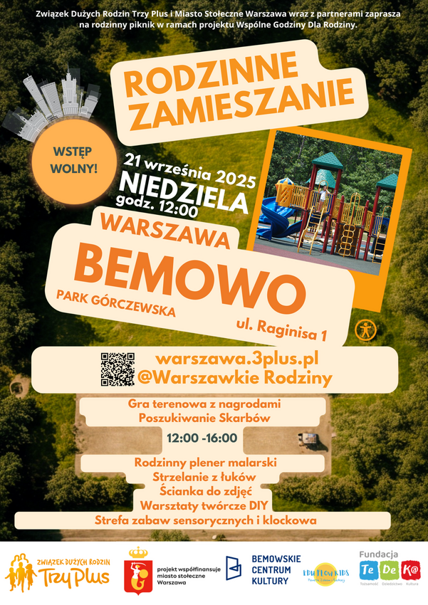 Plakat pikniku Rodzinne Zamieszanie na Bemowie